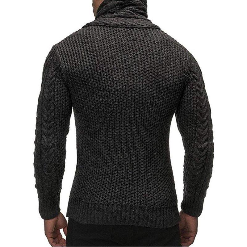 Men's Knitted Sweater Coat High Collar Button Large Size Sweater
