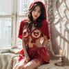Erotic Women Bandage Dress Temperament Uniform Little Red Riding Hood Hooded Shawl Halloween Pajamas Lingerie Outfits Costumes