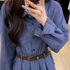 Plus Size Preppy Plaid Waist-Defining A-Line Dress - Slimming Short Skirt Shirt Dress for Women