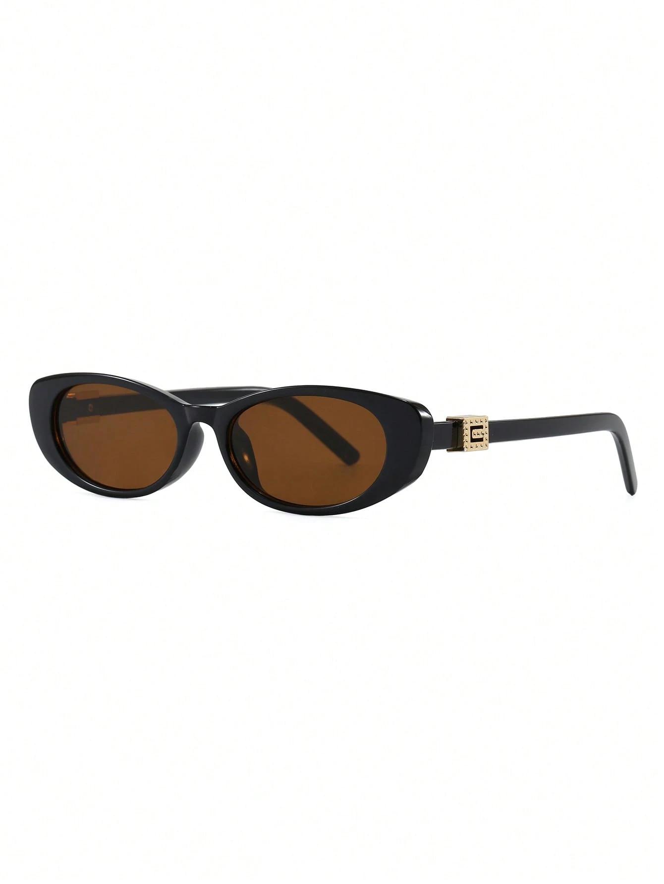 

1PC Fashion Oval Frame Glasses with Metal Decorative Pieces Unisex Daily Wear Photography Eyeglasses for Men And Women