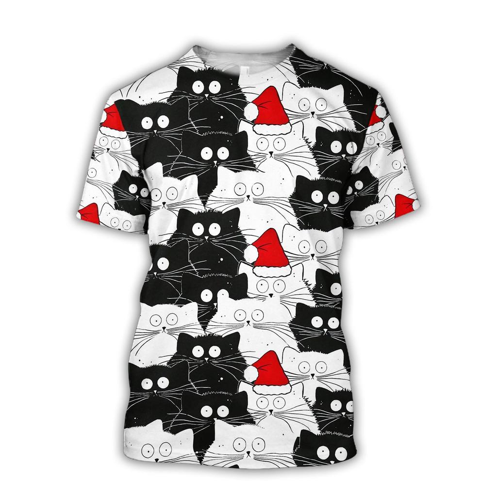 Fashion Fun Cool Animal Cat Graphic T Shirts Summer Casual Hip Hop Harajuku Streetwear Personality Printed O-neck Short Sleeve