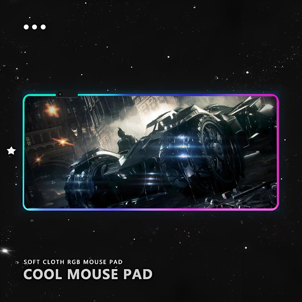 B-Batman A-Arkham Knight Mouse Pad RGB Pc Gamer Keyboard LED Glowing mause pad Mats Rubber Cute Cartoon Gaming Computer csgo lo
