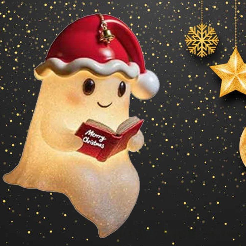 Cute Ghost Reading Book Lamp Ornament Book Lovers Halloween Night Light Adorable Ghost Night Light For Bedroom Halloween Decor