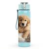 1PC Sleepy Puppy Fluffy Dog Print 750ml Color Plastic Sports Water Bottle Leakproof Flip Straw Lid Suitable for Sports Office Home Use