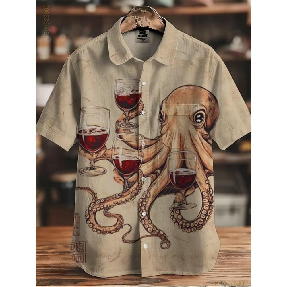 Herren Kurzarmhemd mit Schwarz-Katzen- und Blau-Drachen-Print, Geeignet für Strandurlaube, Partys und Bequemes Tragen.
