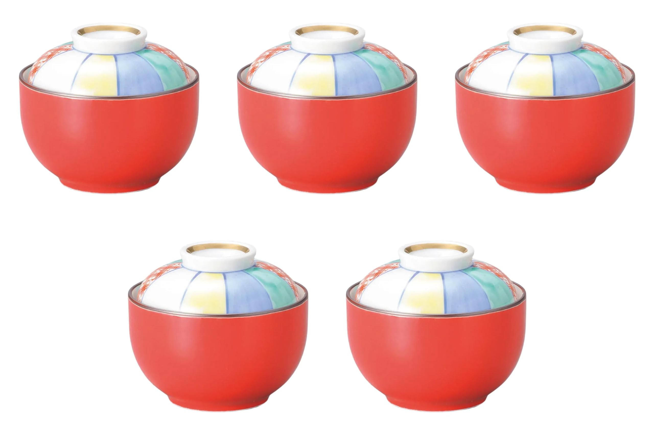 

Set of 5 Red Glazed Paper Balloon Small Simmered Bowls x Simmered Bowls Setomonohonpo [9.8 8.2 cm]