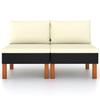 Canapés centraux - VIDAXL - 2 pcs - Polyrotin - Bois d'Eucalyptus - Noir