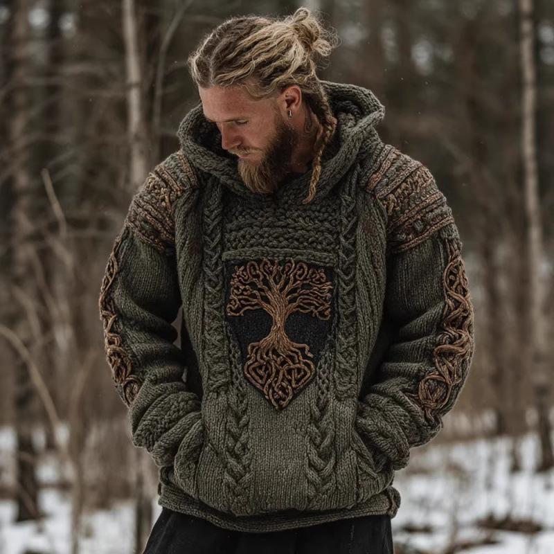 Unisex 3D-bedruckter Strickpullover mit Kapuze für Herbst/Winter