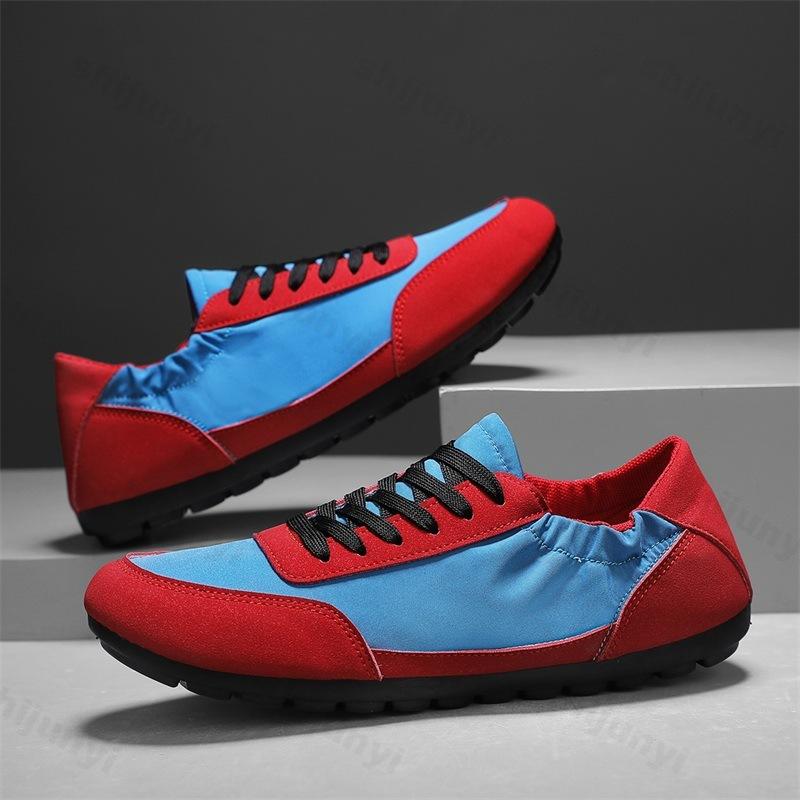 

Fashion 2025 Summer Men s Soft Soled New Flat Casual Shoes Fashion Trend Versatile Comfortable Lightweight Color Blocked Design Sneakers 39 красный