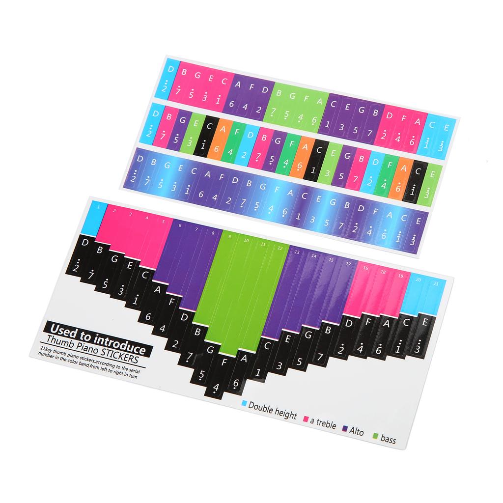 Colorful Kalimba Scale Sticker Thumb Piano Key Stickers Musical Note Decoration for Beginner21 Keys