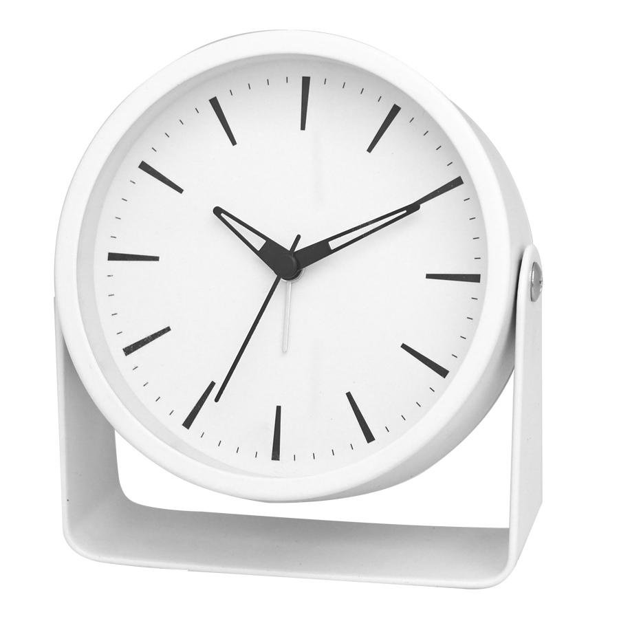 1pc 4.5 inch metal rotating quartz alarm clock, simple desktop silent clock, suitable for home and office decoration