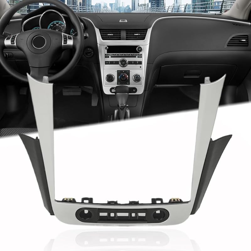 PIT66 Dash Radio Bezel Trim Vent Compatible with Chevy Malibu 2008-2012 Silver Black