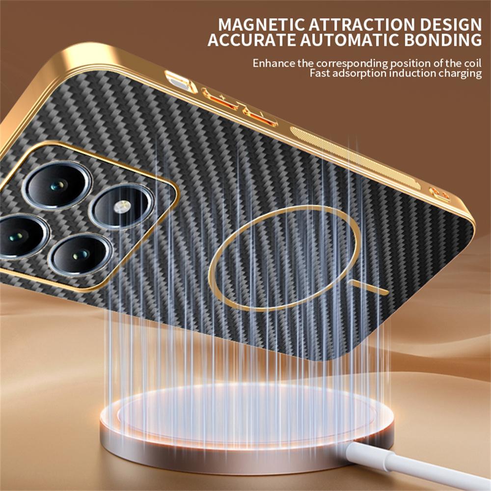 For Xiaomi 15T Phone Case Carbon Fiber Textured Electroplated TPU Back Cover