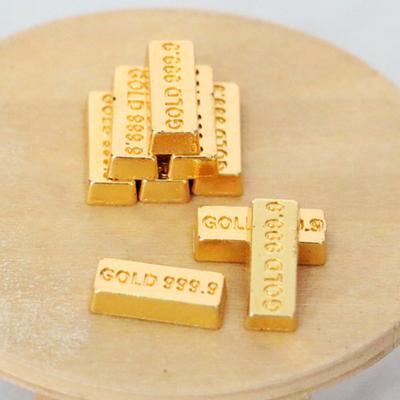 10 ks Domeček pro panenky Zlaté mince Vysoký stupeň redukce Rekvizity pro focení Simulované Kreativní Ingoty do domečku pro panenky pro domácnost