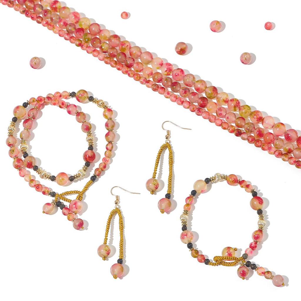 6-10mm/35-60 sztuk Naturalny kwiat śliwy Jadeitowe koraliki do tworzenia biżuterii DIY Bransoletka Naszyjnik