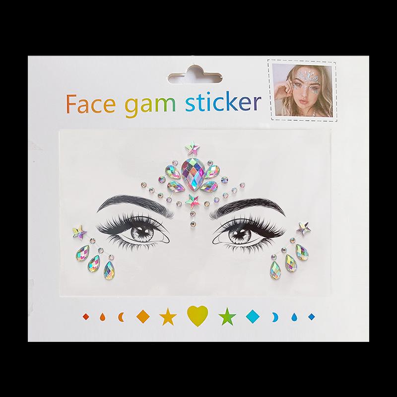 Face and Eye Rhinestone Teardrop Stickers - Pearl & Diamond Bindi Jewelry
