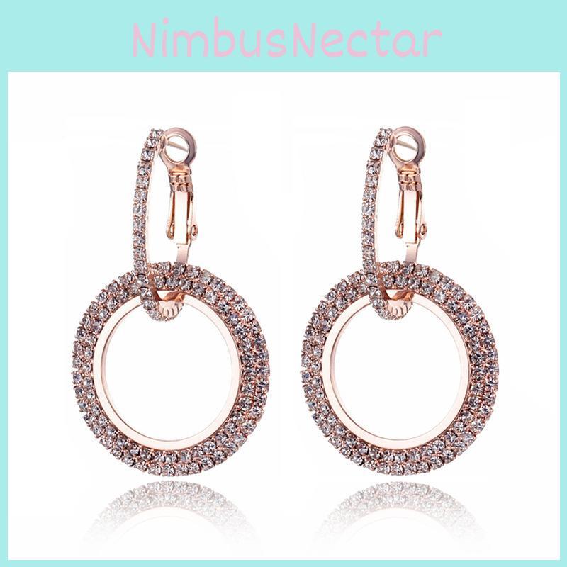 Modern Alloy Geometric Earrings With Rhinestones Ideal For Business Gifts And Promotions