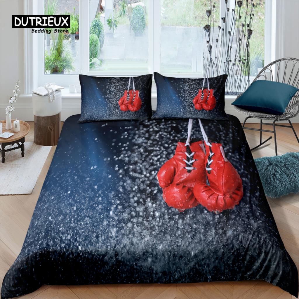 Home Living Luxury 3D Boxing Gloves Bedding Set Duvet Cover Pillowcase Kids Bedding Set Queen and King EU/US/AU/UK Size