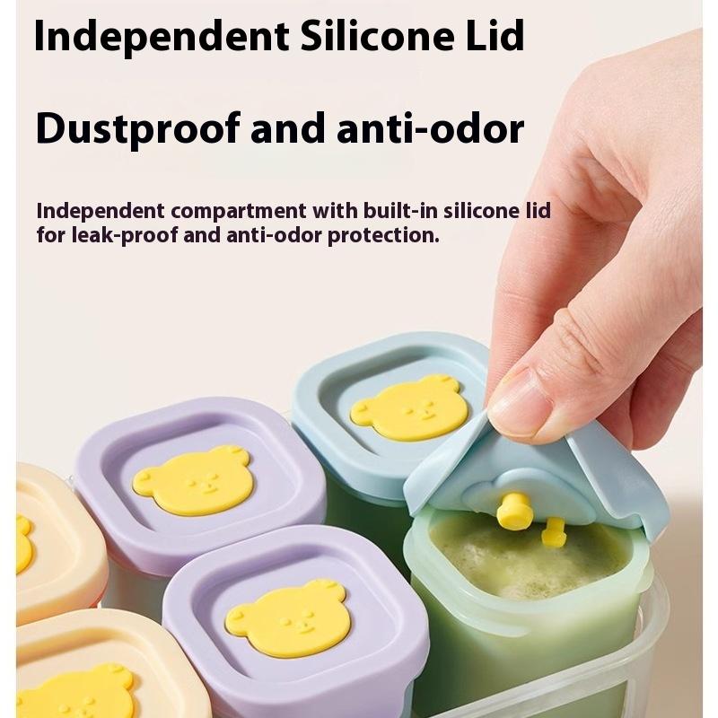 Baby food supplement box storage frozen grid silicone mold can be cooked meat mud complementary food packing box ice grid
