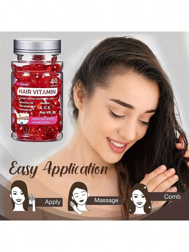 Hair Vitamin Serum Capsule (40Pcs), Rich In Moroccan Oil, Hair Essence Oil, Repair Dry, Damaged, Imp