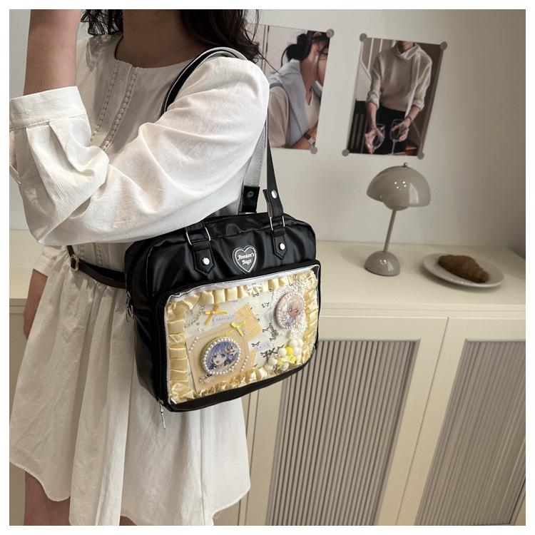 Soft Girl Transparent Ita Bag - Japanese Academy Style Crossbody with Pin Board for Dolls