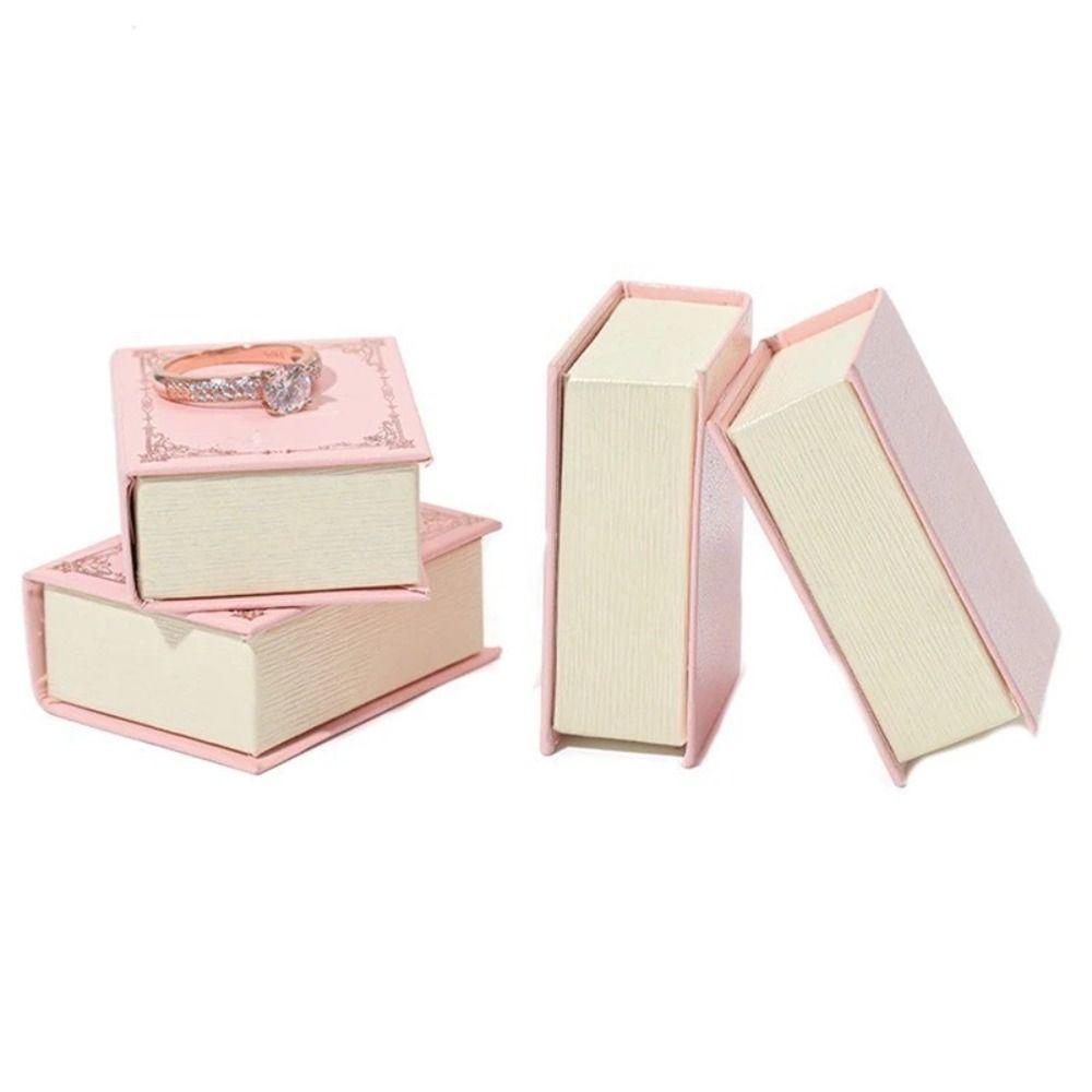 Creative Book Shape Jewelry Storage Box Mini Flip Cover Ring Box Vintage Gift Packaging Box for Valentine's