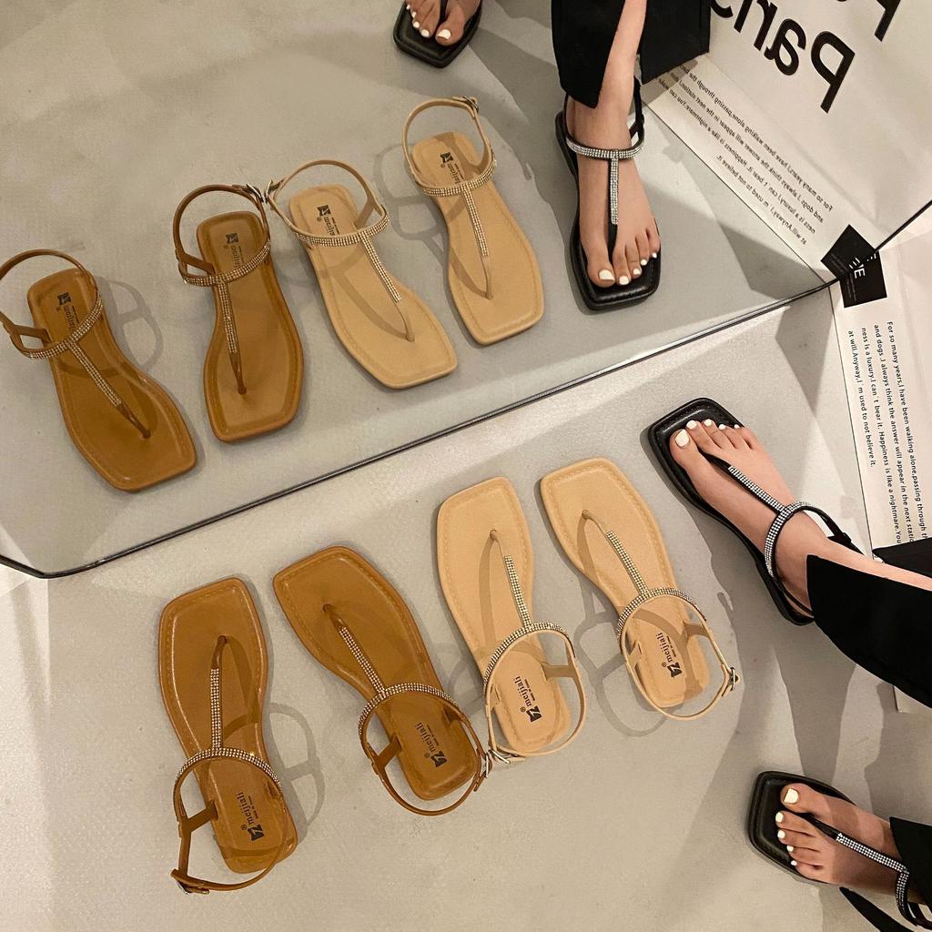 Flat Toe Sandals Girl Shoes New Summer Student Versatile Skirt Fairy Style Roman Shoes