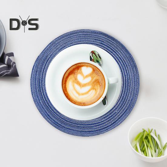 2 Pcs Anti-Slip Round Table Mat Set Woven Placemats Dining Table Non-Slip Coasters for Kitchen Heat Resistant Bowl Pads Drink Mats