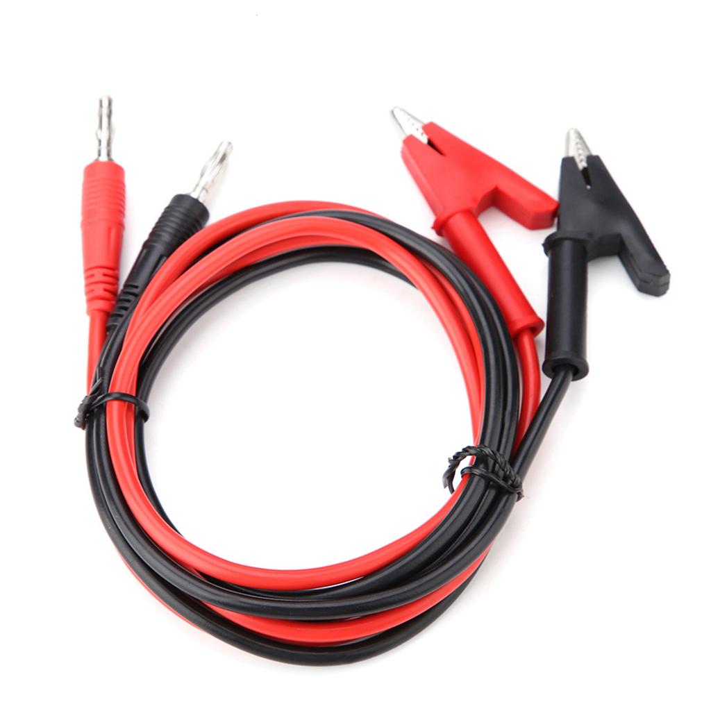 P1040  2Pcs Silicone Banana Plug Crocodile Clip Test Probe   Testing Cables