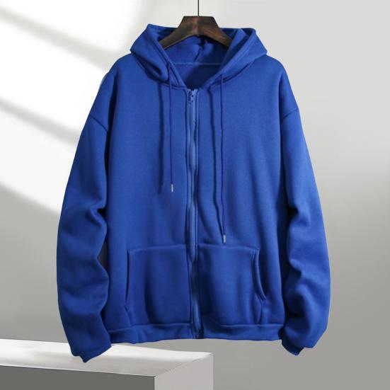 Felpa con Cappuccio da Uomo Cappotto Tinta Unita Cerniera Maniche Lunghe Cardigan Tasche Tieni Caldo Coulisse Cappuccio Felpato Cappotto Primaverile Abbigliamento Maschile