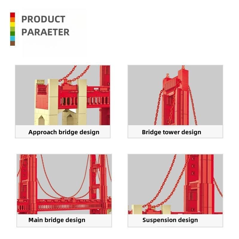 Non-Toxic American Landmark San Francisco Golden Gate Bridge Building Blocks Model Decoration Gift Toy Toys 1977Pcs