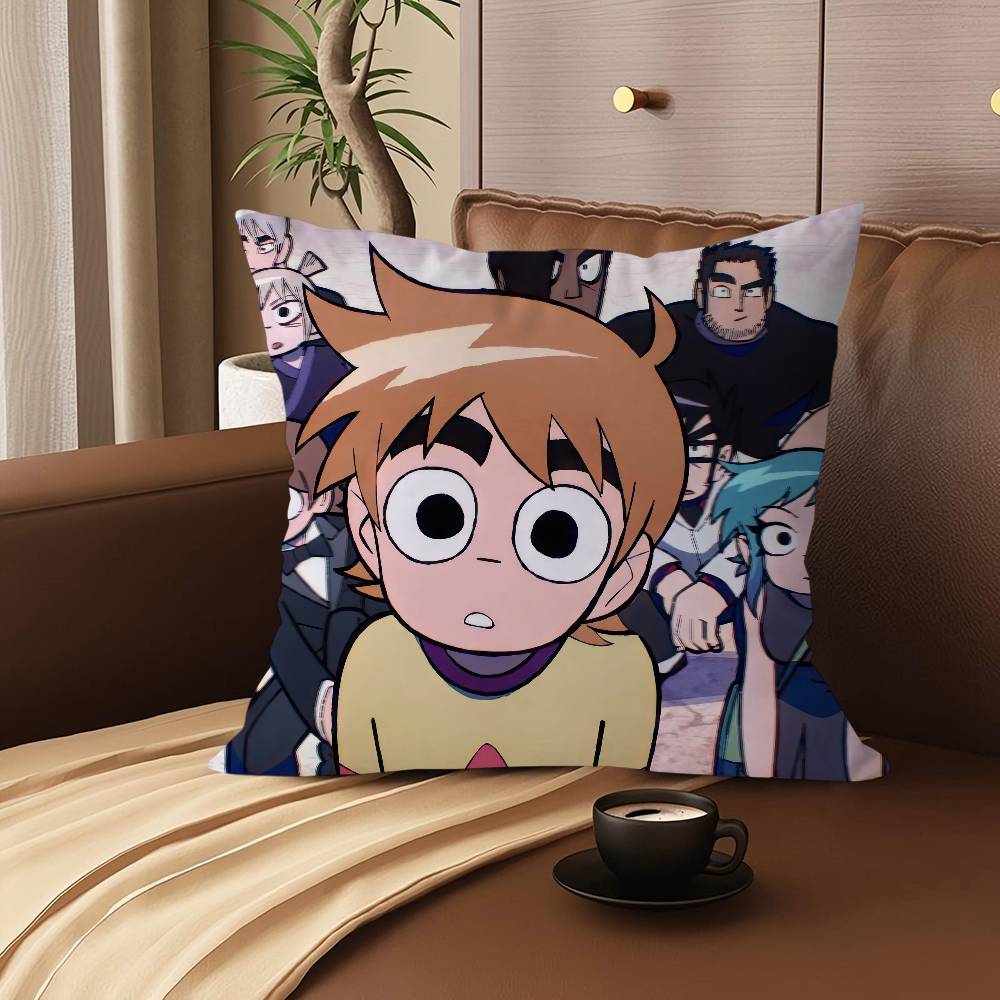 S-Scott Pilgrim Takes Off Pillow Covers Cartoon Sofa Decorative Home Double-sided Printing Short Plush Cute Cushion Cover