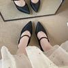 2025 New  Pointed Soft Leather Retro Temperament High Heels Women's New French Mary Jane Cat Heel Single Shoes