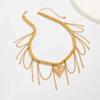 Salircon Fashion Love Heart Pendant Tassel Chain Necklace Women  Simple Gold Color Clavicle Chain Sweet Trendy Party Jewelry