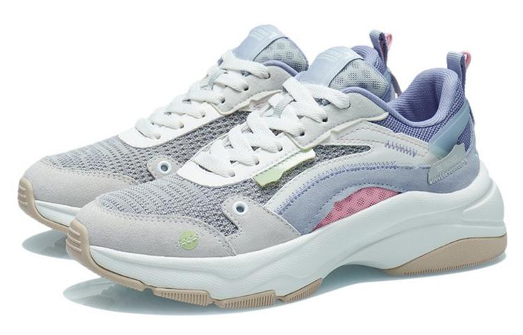 Li Ning Cushioning Slip Resistant Abrasion Resistant Low Top Casual Shoes Women's Gray White AGCR326-3