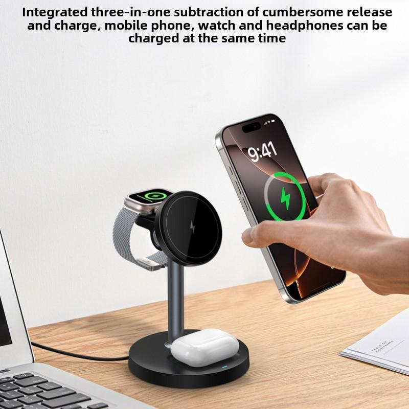 Nuovo caricabatterie wireless tre in uno per cellulare, supporto da tavolo, camera da letto, ricarica wireless adatto per telefono cellulare Apple Huawei
