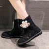 Korean Version Breathable Hollow Lace Long and Short Boots Women's Summer and Autumn Breathable Wear-resistant Lightweight Versatile Boots