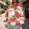 Damen Trendy Weihnachtsdruck Rundhals-Sweatshirt Leichtes Lässiges Pullover-Oberteil