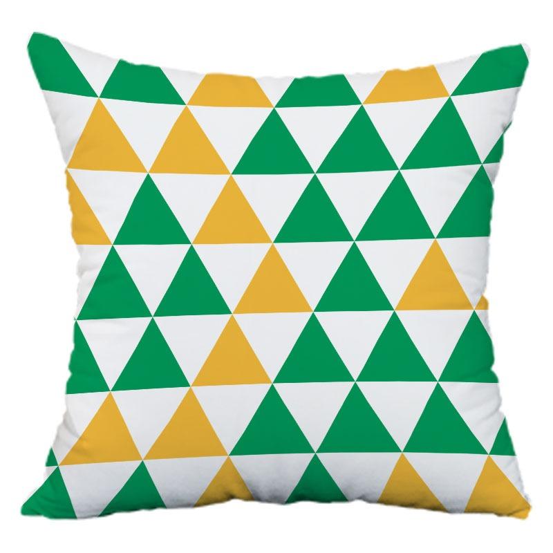 Green and Yellow Geometric Pillowcase Dormitory Decoration Office Living Room Sofa Home Pillowcase