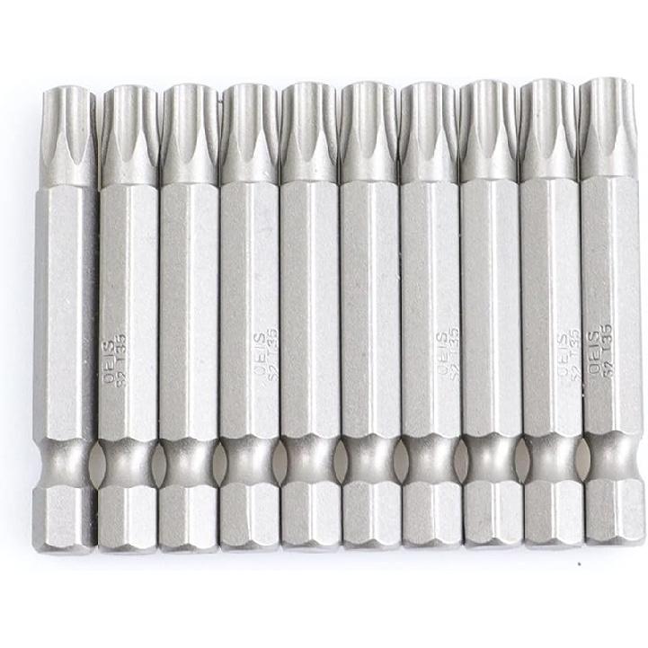 50mm 10Pcs OR 13Pcs Set Security Tamper Proof Magnetic Screwdriver Drill Bit Screw Driver Bits Hex Torx Flat Head 1/4" Hand Tool Screwdriver(T30