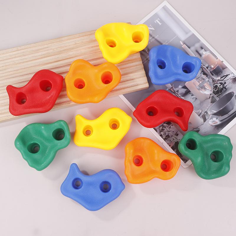 5Pcs Double Hole Plastic Rock Climbing Holds Toys For Boys Games Child Wood Wall Climbing Stones Random Color Outdoor Sports Toy