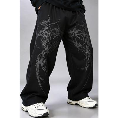 Midnight Joggers Men's Sport Pants Thorn Cross Pattern Print Sweatpants Loose Casual  Men's Pants