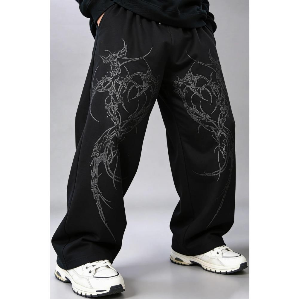 Midnight Jogginghose Herren Sporthose Dorn Kreuzmuster Aufdruck Jogginghose Locker Lässig Herrenhose