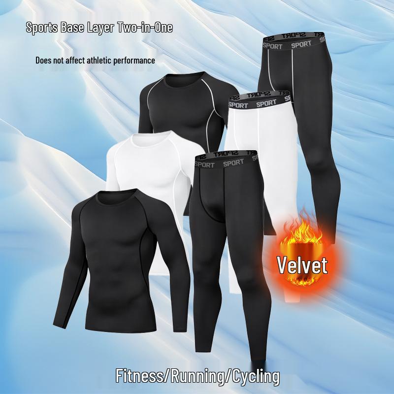 Set Termico Fitness Asciugatura Rapida da Uomo - Autunno/Inverno Taglie Forti Tuta Strato Base