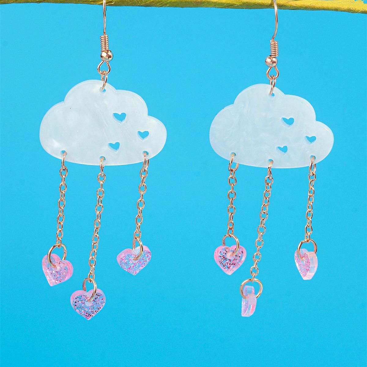 

New Cloud Mass Tassels with Heart Acrylic Drop Long Earring Valentine s Day Pendant Earrings for Women Festival Accessories Gift Cloud