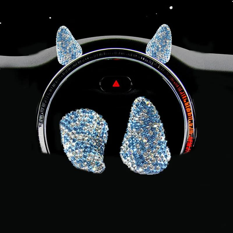 

2Pcs 3D Devil Horn Car Interior Decoration Fashion Trend Stickers Motorcycle Accessories Steering Wheel Stickers For Mini Cooper