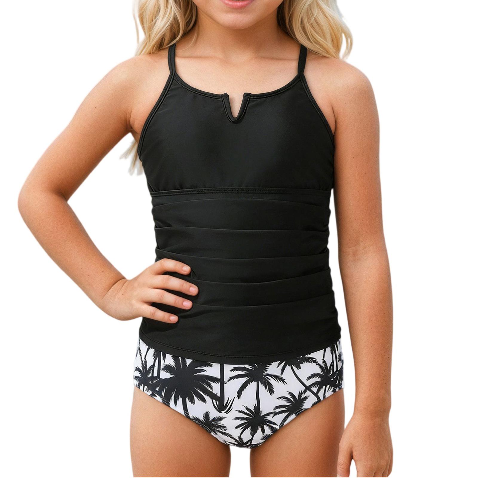 

Девичий Бикини Комплект - Подростковый Купальник Раздельный Комплект Верх и Низ Подростковый Двухсекционный Купальник Для Девочек 110 чёрный