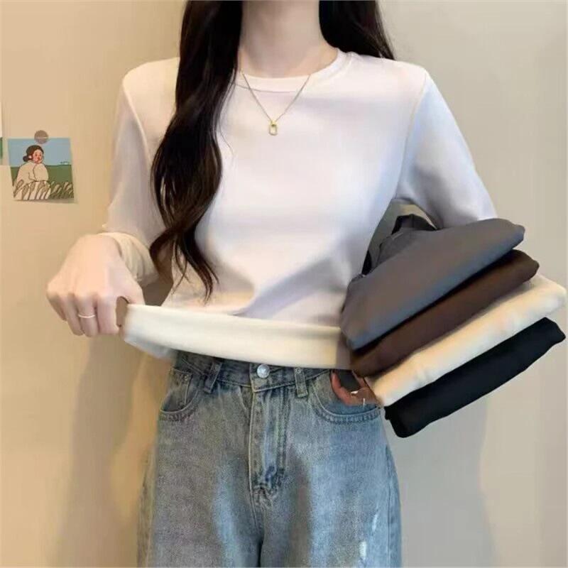 

Женская терморубашка с длинным рукавом, на флисовой подкладке, облегающего кроя, для осени/зимы 2XL