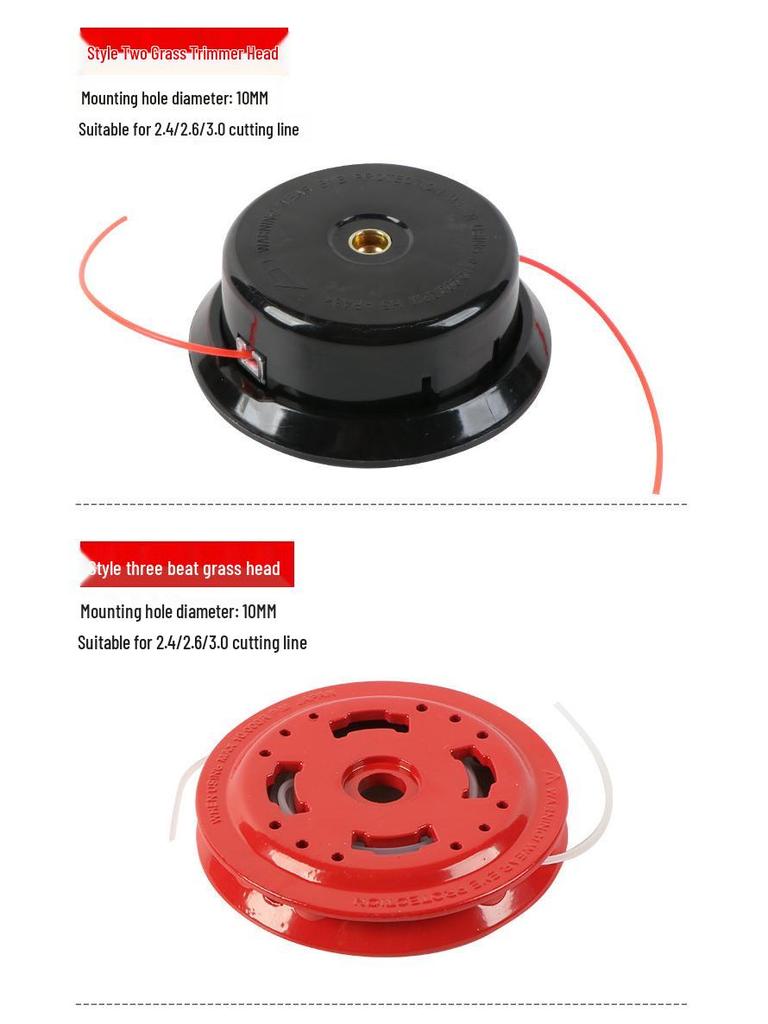 Garden Lawn Mower Accessories: Brush Cutter, Trimmer Lines, and Trimmer Heads.