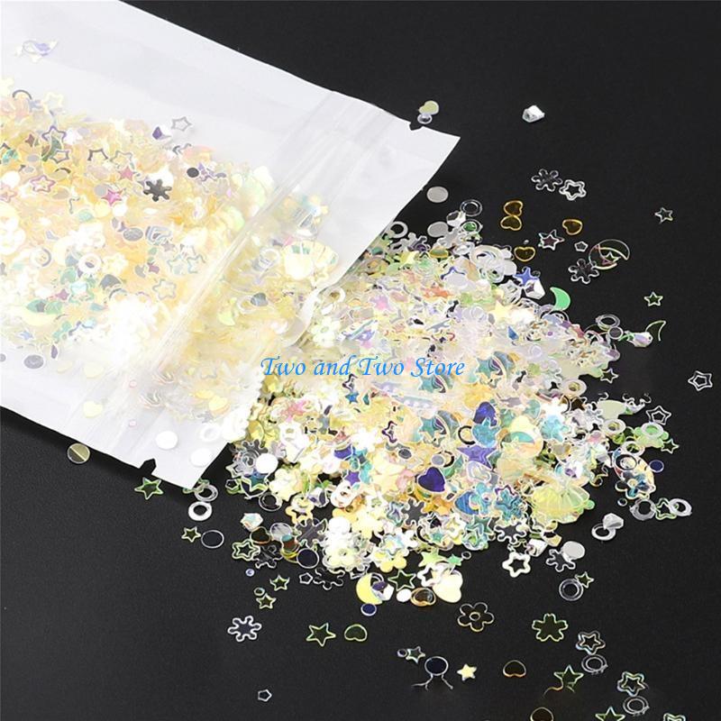 HX6F Resin Mold Filling Filler Art Stickers Decors Mixed PET Glitter Sequins Art Supplies Jewelry Making Materials